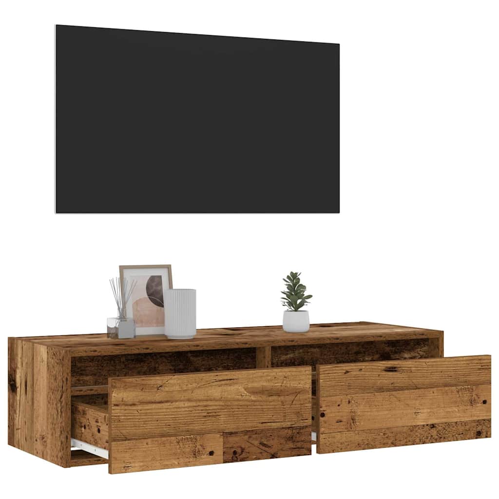 TV Cabinet with LED Lights Old Wood 100X35,5x25 cm