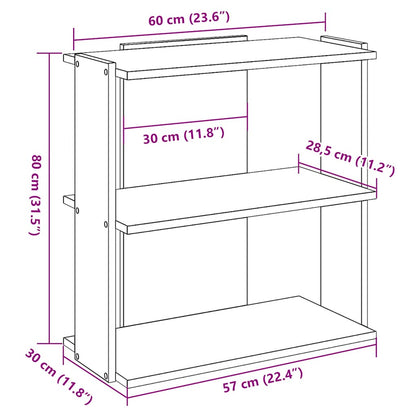 Bookcase 3-Tier Concrete Grey 60x30x80 cm Engineered Wood