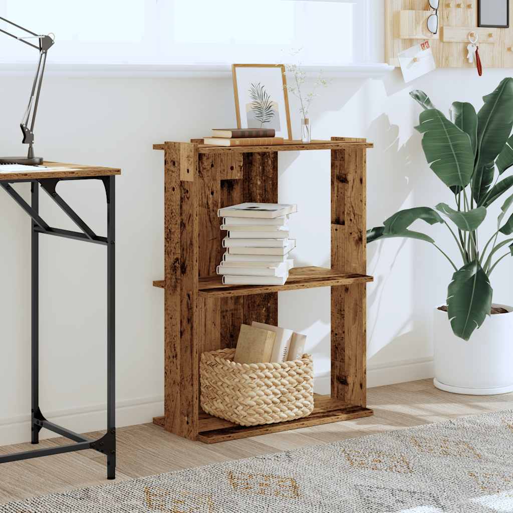 Bookcase 3-Tier Old Wood 60x30x80 cm Engineered Wood