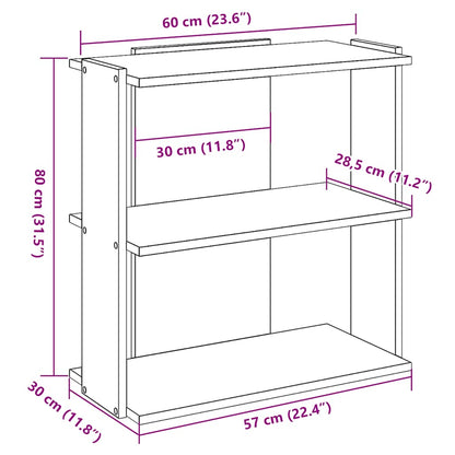 Bookcase 3-Tier Old Wood 60x30x80 cm Engineered Wood