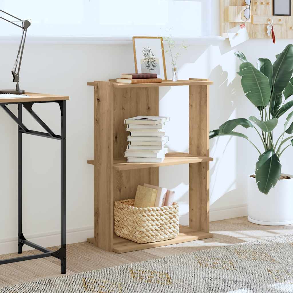 Bookcase 3-Tier Artisan Oak 60x30x80 cm Engineered Wood
