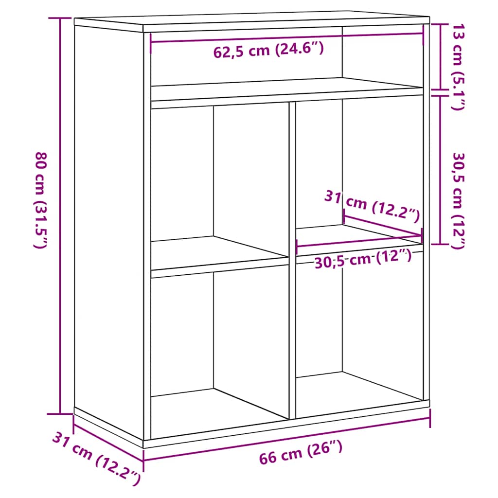 Book Cabinet Grey Sonoma 66x31x80 cm Engineered Wood