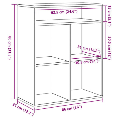 Book Cabinet Black 66x31x80 cm Engineered Wood
