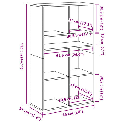Book Cabinet Artisan Oak 66x31x112 cm Engineered Wood