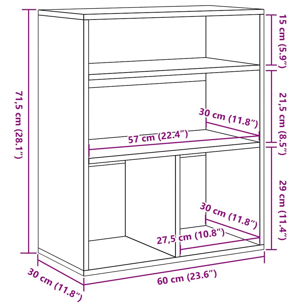 Book Cabinet Black 60x30x71,5 cm Engineered Wood