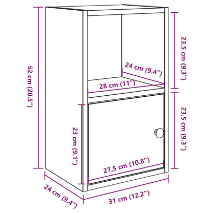 Bookcase White 31x24x52 cm Engineered Wood