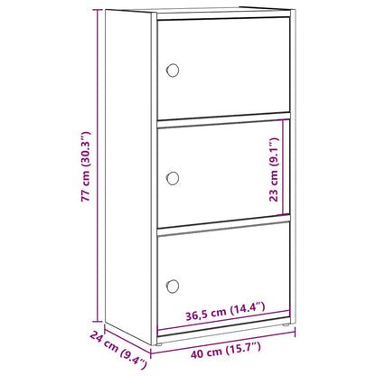 Bookcase Grey Sonoma 40x24x77 cm Engineered Wood