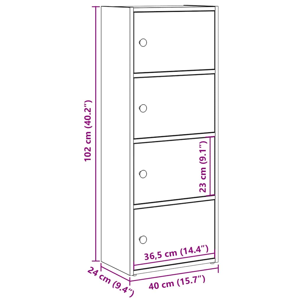 Bookcase Artisan Oak 40x24x102 cm Engineered Wood