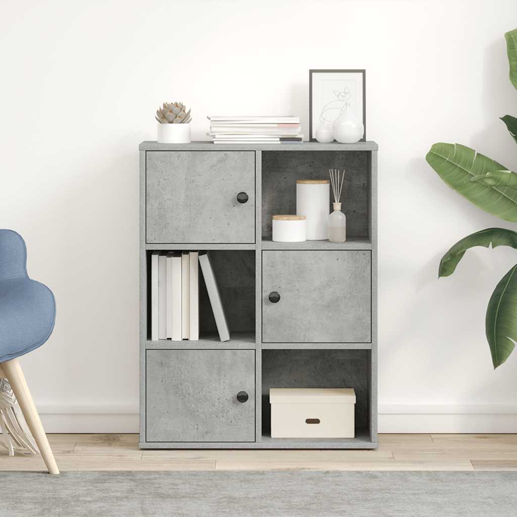 Bookcase Concrete Grey 60x24x76,5 cm Engineered Wood