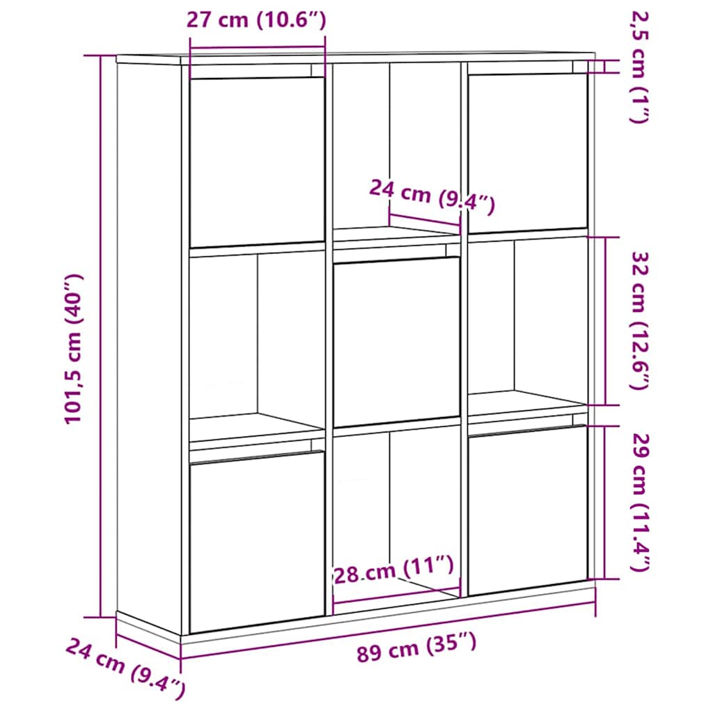Bookcase White 89x24x101,5 cm Engineered Wood