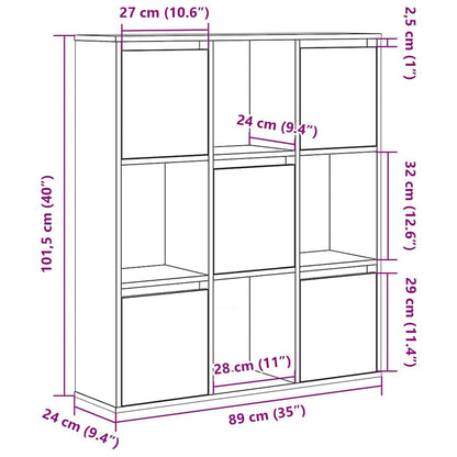 Bookcase White 89x24x101,5 cm Engineered Wood