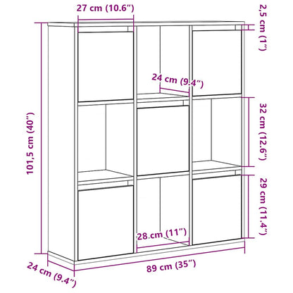 Bookcase Black Oak 89x24x101,5 cm Engineered Wood