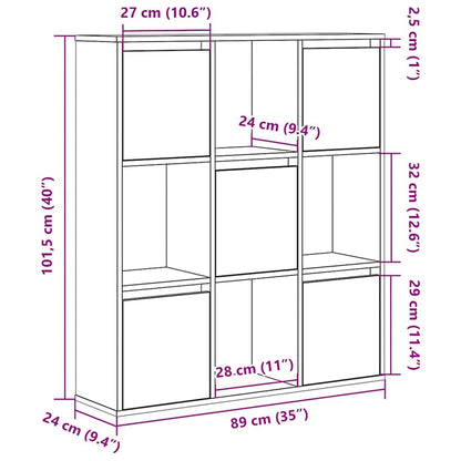 Bookcase Grey Sonoma 89x24x101.5 cm Engineered Wood