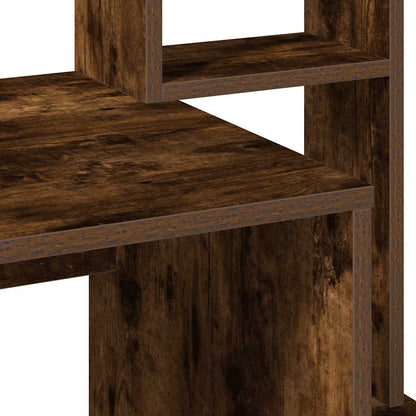 Desk with Shelves Smoked Oak 100x45x140 cm Engineered Wood