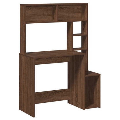 Desk with Shelves Brown Oak 100x45x140 cm Engineered Wood