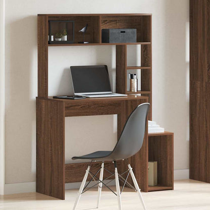 Desk with Shelves Brown Oak 100x45x140 cm Engineered Wood