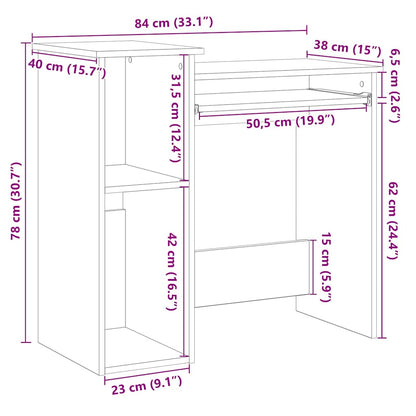 Desk with Shelves White 84x40x78 cm Engineered Wood