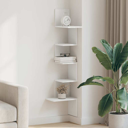 Wall Corner Shelf White 32x32x127,5 cm Engineered Wood