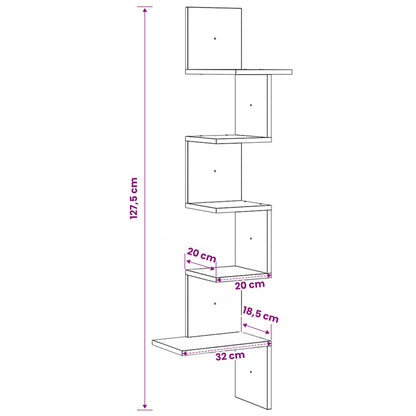 Wall Corner Shelf White 32x32x127,5 cm Engineered Wood