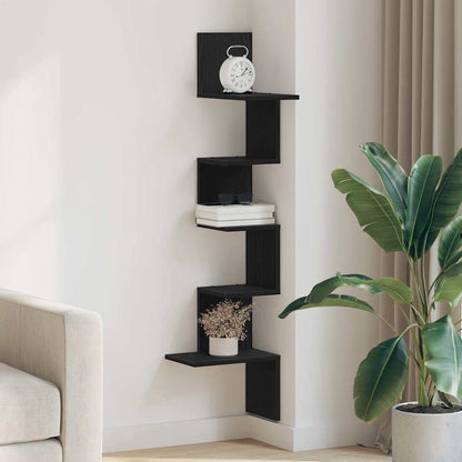 Wall Corner Shelf Black 32x32x127,5 cm Engineered Wood
