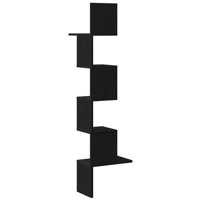 Wall Corner Shelf Black 32x32x127,5 cm Engineered Wood