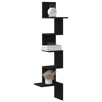 Wall Corner Shelf Black 32x32x127,5 cm Engineered Wood