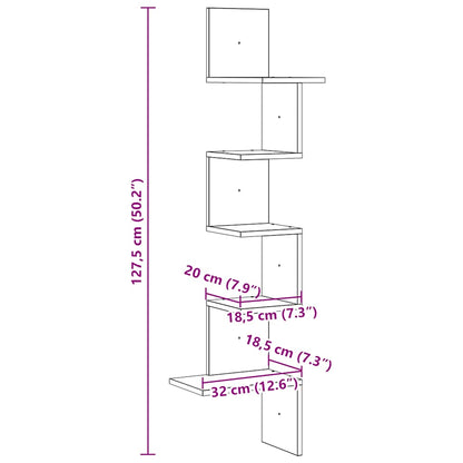 Wall Corner Shelf Sonoma Oak 32x32x127,5 cm Engineered Wood