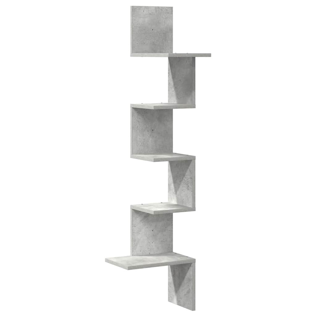Wall Corner Shelf Concrete Grey 32x32x127,5 cm Engineered Wood