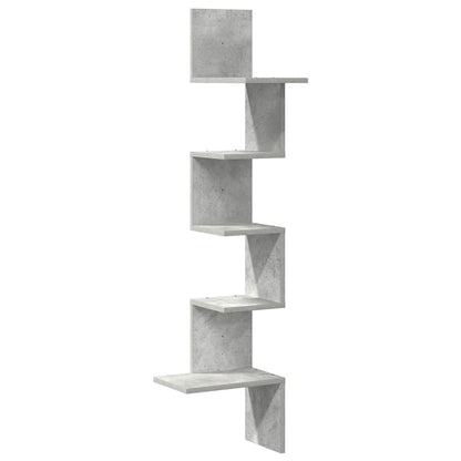 Wall Corner Shelf Concrete Grey 32x32x127,5 cm Engineered Wood