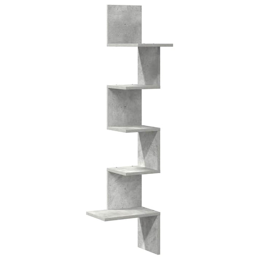 Wall Corner Shelf Concrete Grey 32x32x127,5 cm Engineered Wood