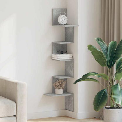 Wall Corner Shelf Concrete Grey 32x32x127,5 cm Engineered Wood