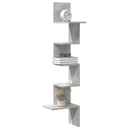 Wall Corner Shelf Concrete Grey 32x32x127,5 cm Engineered Wood