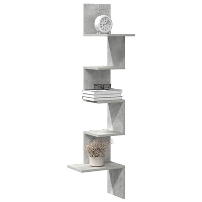 Wall Corner Shelf Concrete Grey 32x32x127,5 cm Engineered Wood