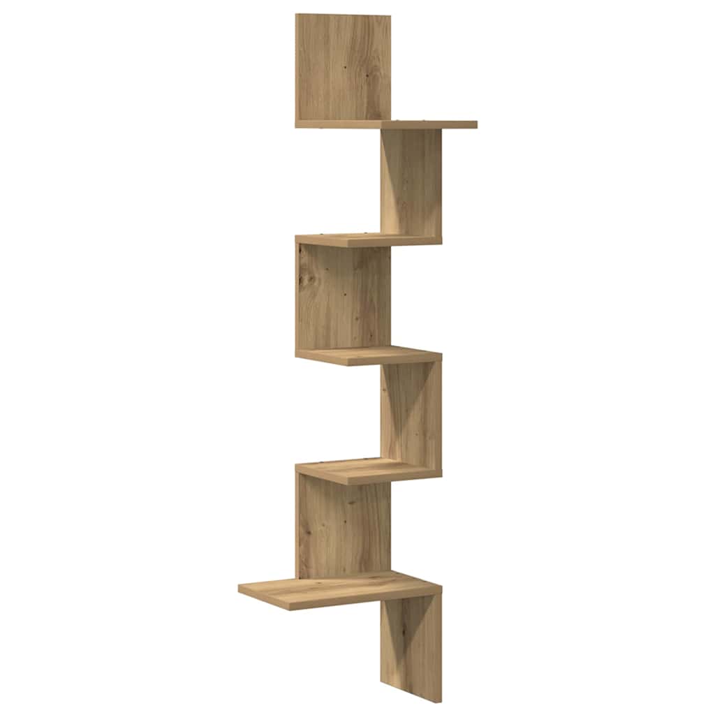 Wall Corner Shelf Artisan Oak 32x32x127,5 cm Engineered Wood