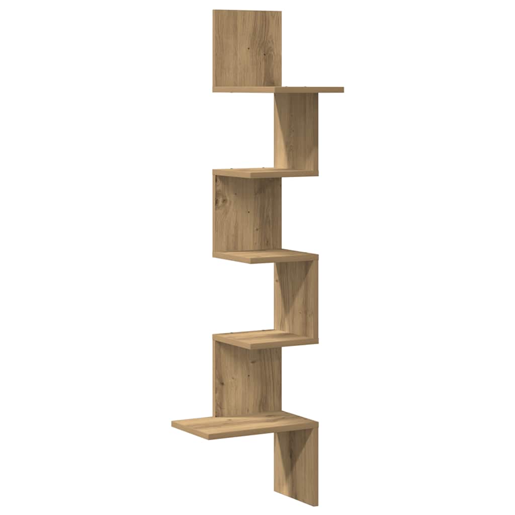 Wall Corner Shelf Artisan Oak 32x32x127,5 cm Engineered Wood