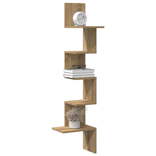 Wall Corner Shelf Artisan Oak 32x32x127,5 cm Engineered Wood