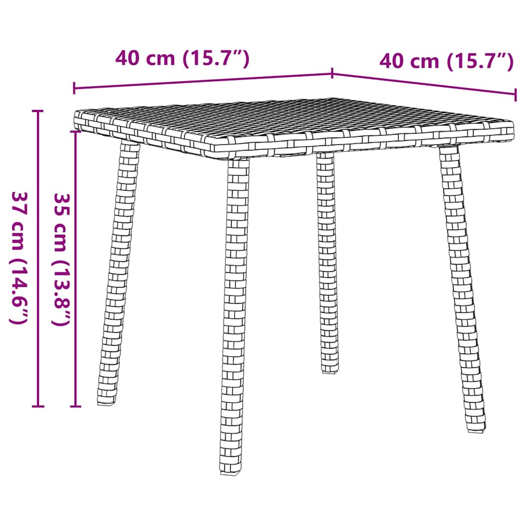 Garden Coffee Table Rectangular Brown 40x40x37 cm Poly Rattan