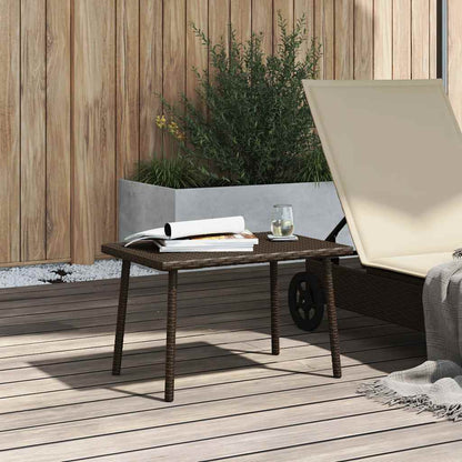 Garden Coffee Table Rectangular Brown 60x40x37 cm Poly Rattan
