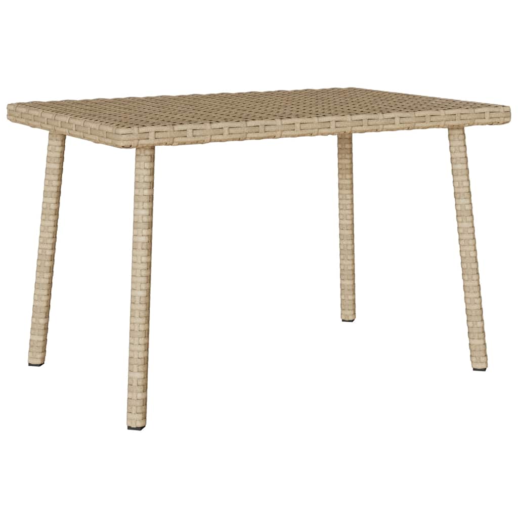 Garden Coffee Table Rectangular Beige 60x40x37 cm Poly Rattan