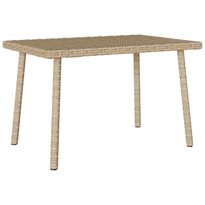 Garden Coffee Table Rectangular Beige 60x40x37 cm Poly Rattan