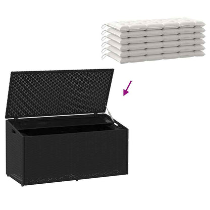 Garden Storage Box Black 110x50x58 cm Poly Rattan
