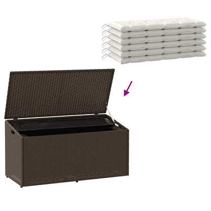 Garden Storage Box Brown 110x50x58 cm Poly Rattan