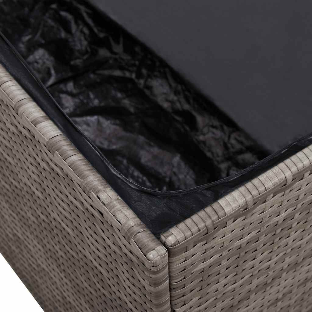Garden Storage Box Grey 110x50x58 cm Poly Rattan
