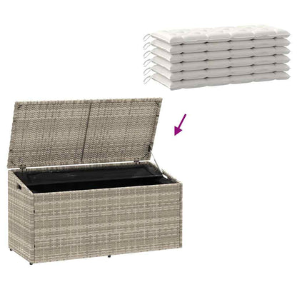 Garden Storage Box Light Grey 110x50x58 cm Poly Rattan