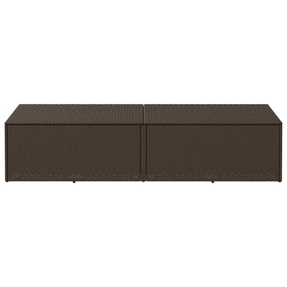 Garden Storage Box Brown 220x50x58 cm Poly Rattan