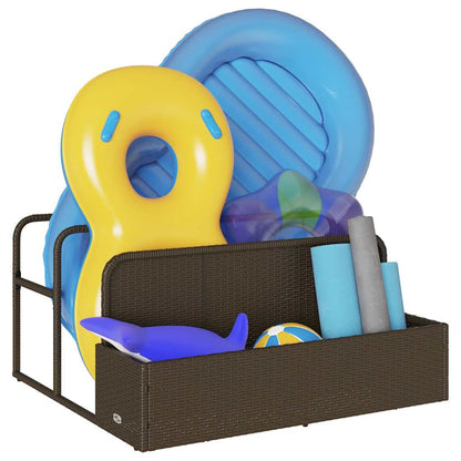 Poolside Float Storage Brown 110x100x57 cm Poly Rattan