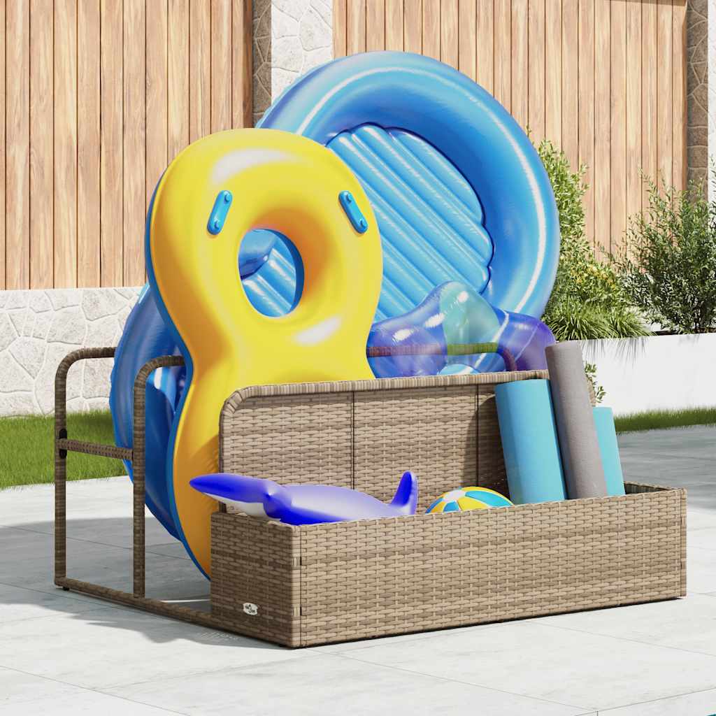 Poolside Float Storage Beige 110x100x57 cm Poly Rattan
