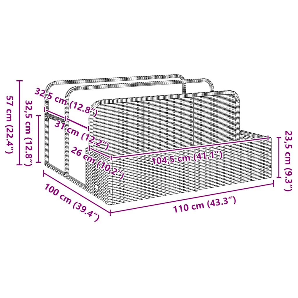 Poolside Float Storage Beige 110x100x57 cm Poly Rattan