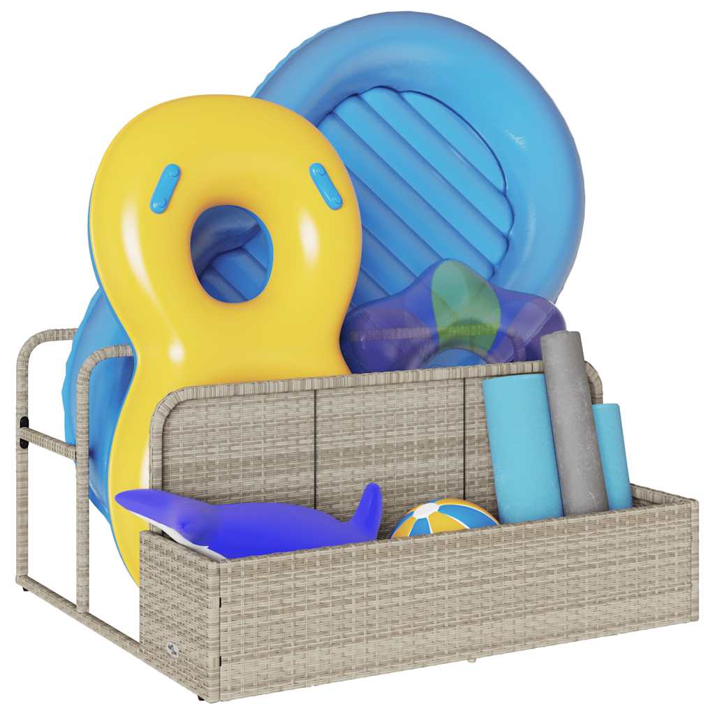 Poolside Float Storage Light Grey 110x100x57 cm Poly Rattan