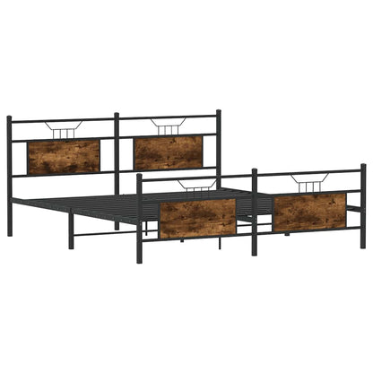 Metal Bed Frame without Mattress Smoked Oak 160x200 cm